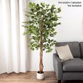 Pure Garden Pure Garden 50-LG1207 80 in. Artificial Ficus Potted Silk Tree for Home; Green & Brown 50-LG1207